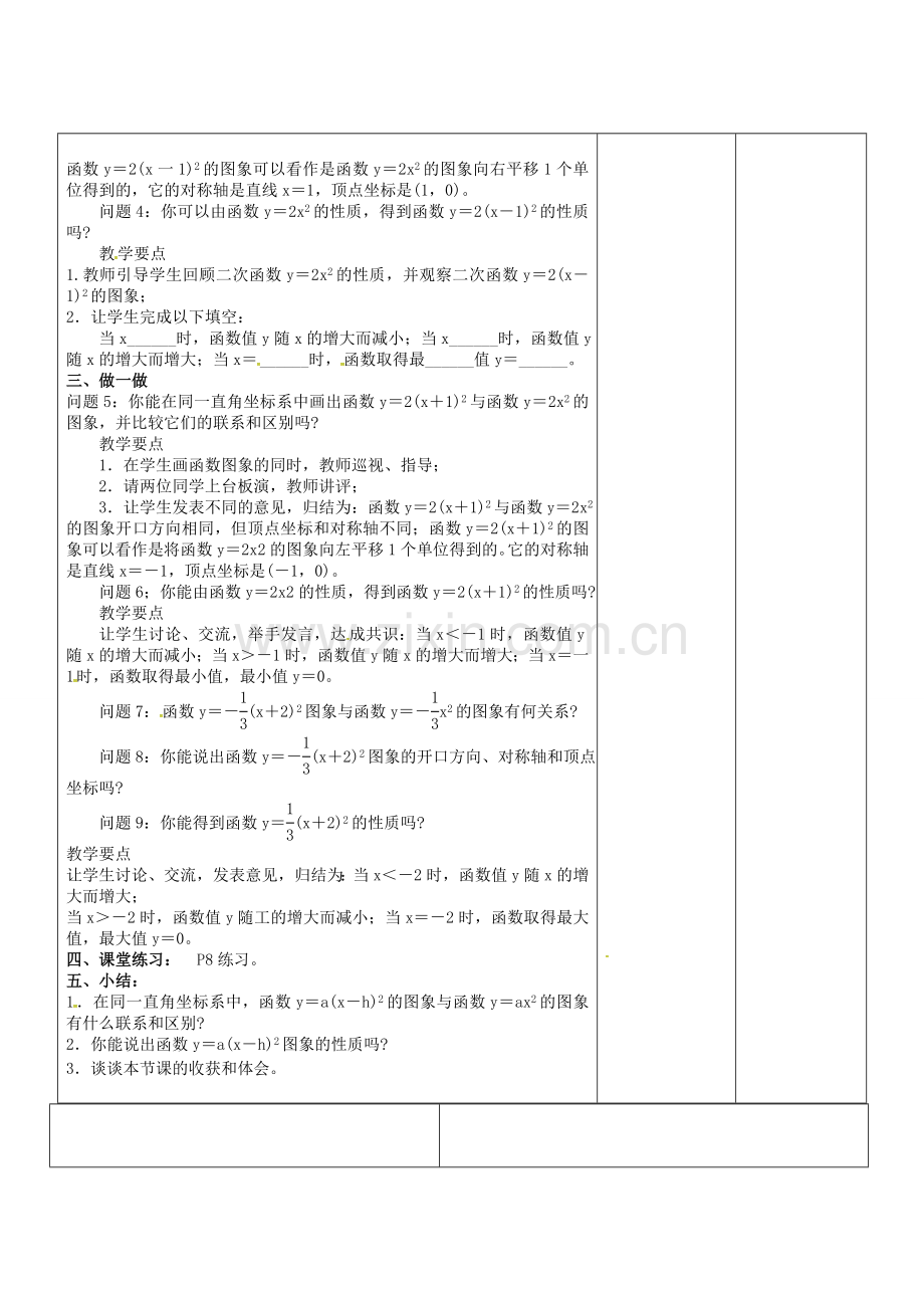 广东省东莞市寮步镇泉塘村九年级数学上册 第22章《二次函数》22.1 二次函数的图象和性质（4）教案 （新版）新人教版-（新版）新人教版初中九年级上册数学教案.doc_第2页