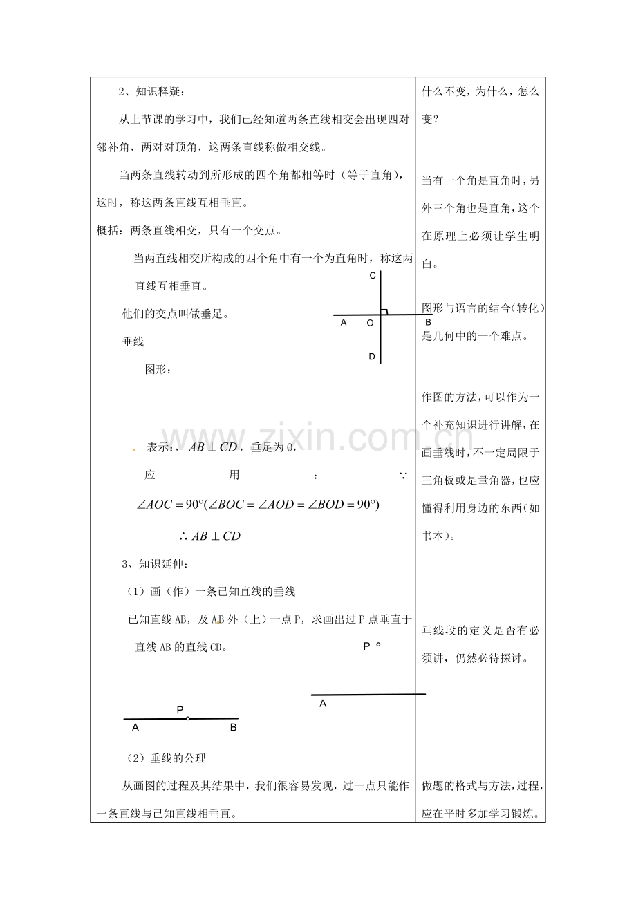 河南省洛阳市下峪镇初级中学七年级数学《垂线》教案.doc_第2页