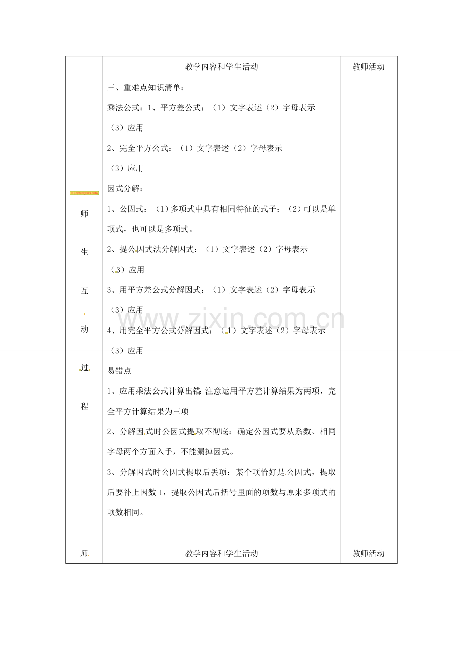 八年级数学上册 第二章《乘法公式与因式分解》复习教学案 青岛版.doc_第2页