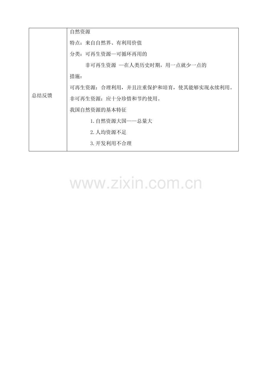 八年级地理上册 第三章 第一节 自然资源的基本特征教案1 （新版）新人教版-（新版）新人教版初中八年级上册地理教案.doc_第3页