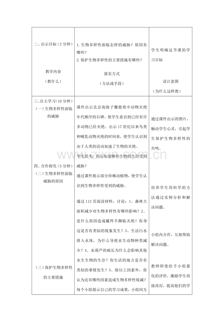 河北省石家庄市赞皇县第二中学八年级生物上册《6.3 保护生物的多样性》教案 新人教版.doc_第2页