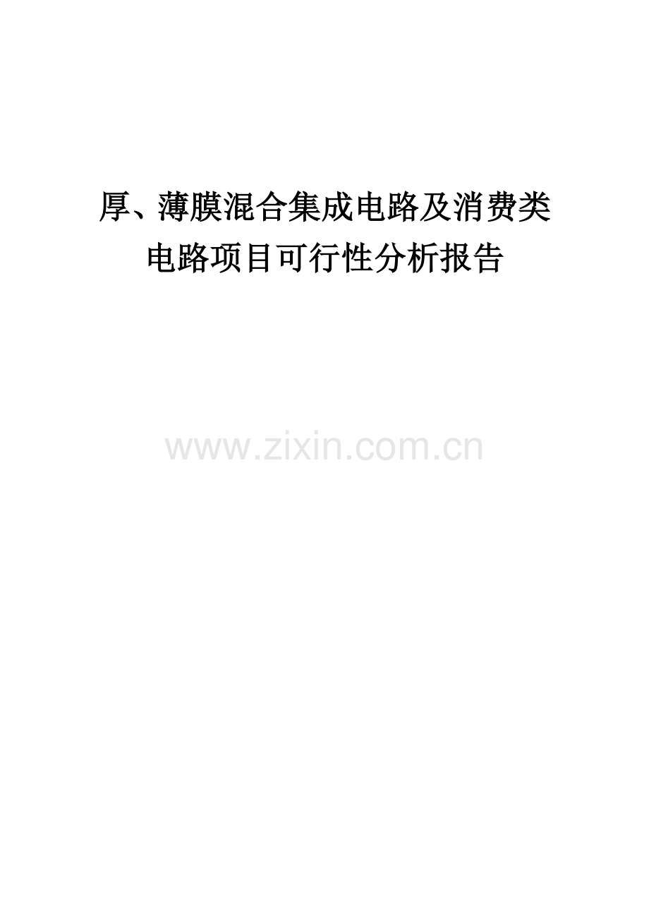 厚、薄膜混合集成电路及消费类电路项目可行性分析报告.docx_第1页