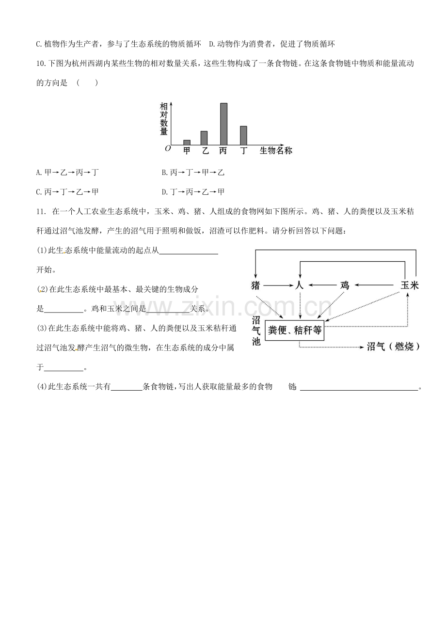 广东省揭阳市八年级生物下册 23.3生态系统的结构和功能教案 （新版）北师大版-（新版）北师大版初中八年级下册生物教案.doc_第3页