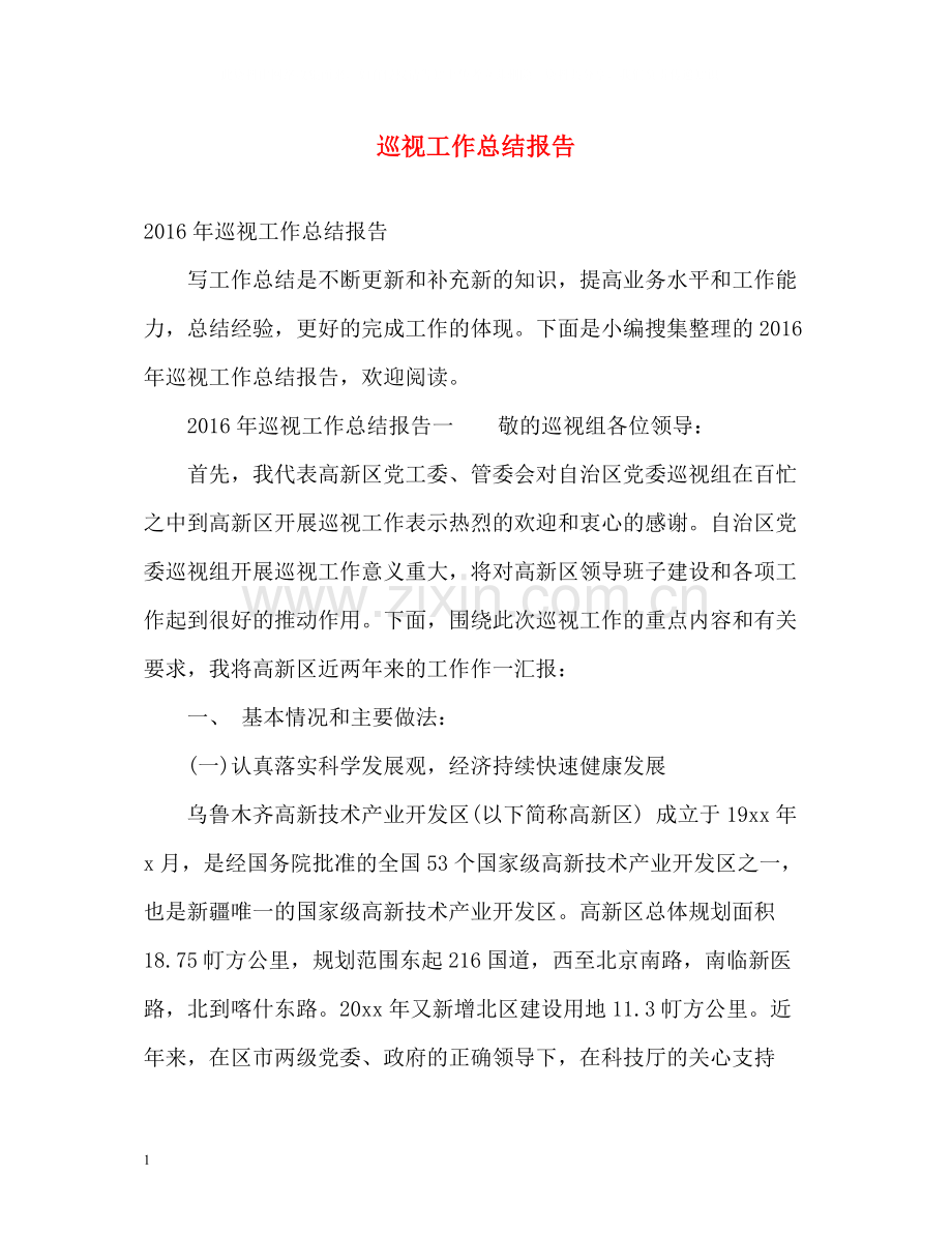 巡视工作总结报告.docx_第1页