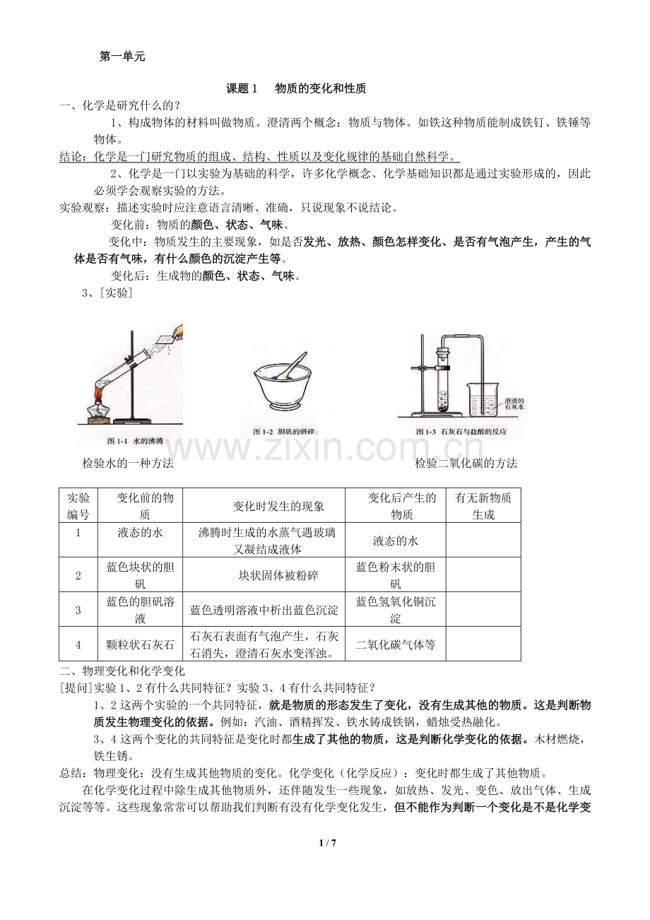 人教版_九年级化学第一单元__知识点讲解_例题.doc_第1页