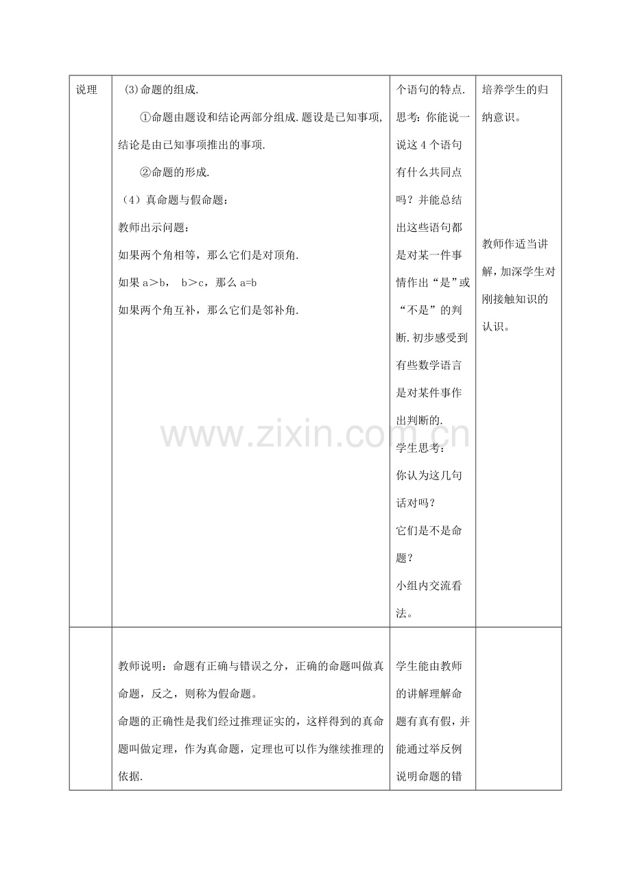 七年级数学下册 第五章 相交线与平行线 5.3 平行线的性质 5.3.2 命题、定理、证明（1）教案 （新版）新人教版-（新版）新人教版初中七年级下册数学教案.doc_第2页