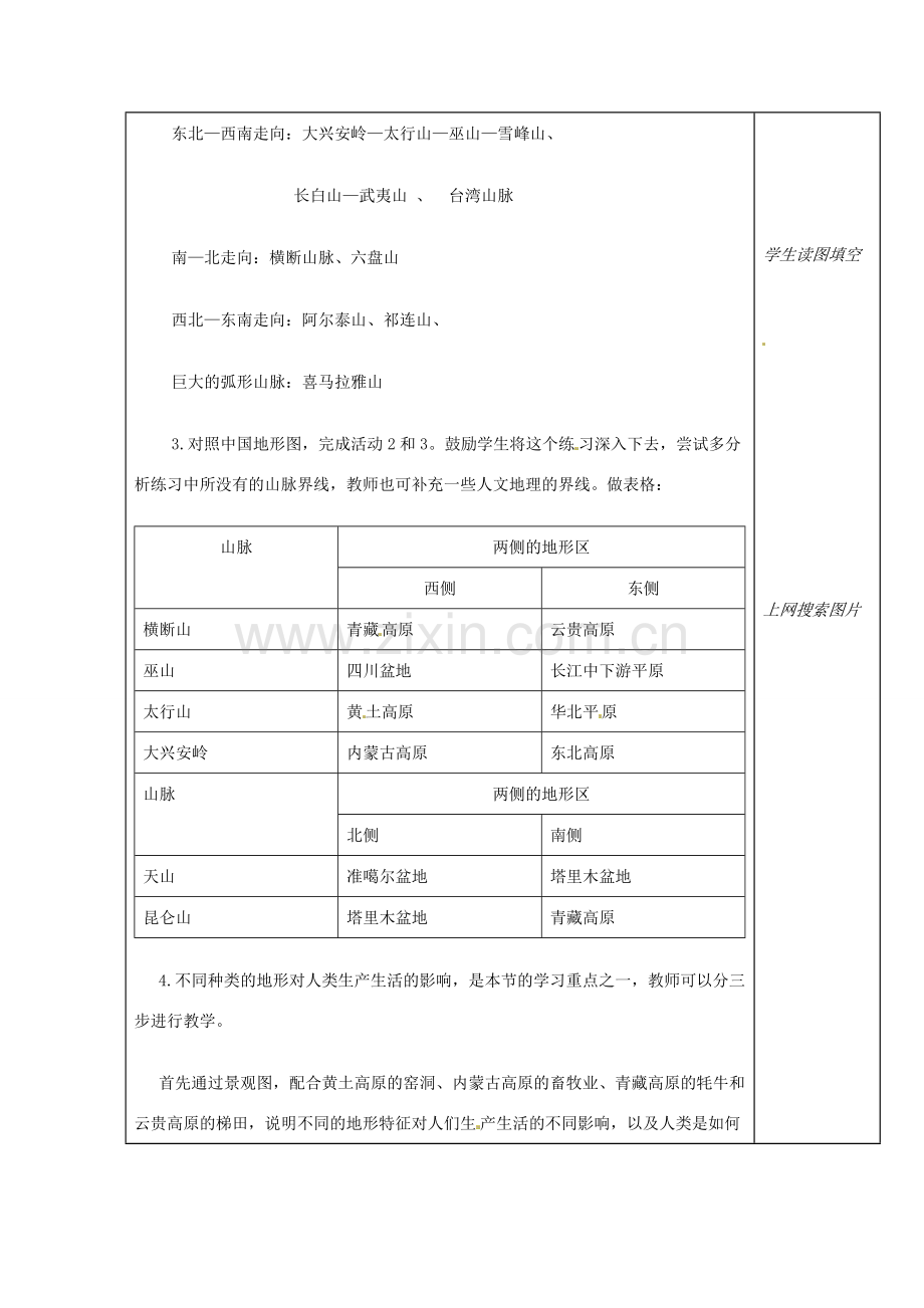 江苏省徐州市铜山区八年级地理上册 2.1中国的地形教案2 （新版）湘教版-（新版）湘教版初中八年级上册地理教案.doc_第2页