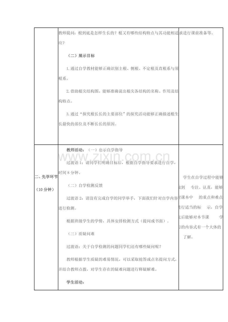 八年级生物上册 第四单元 第一章 第五节 根的结构和功能教学设计 （新版）济南版-（新版）济南版初中八年级上册生物教案.doc_第3页