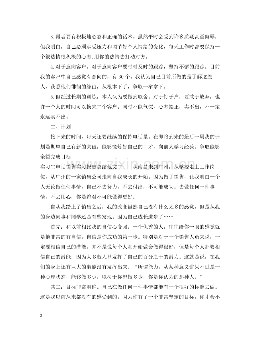 实习生电话销售实习报告总结.docx_第2页