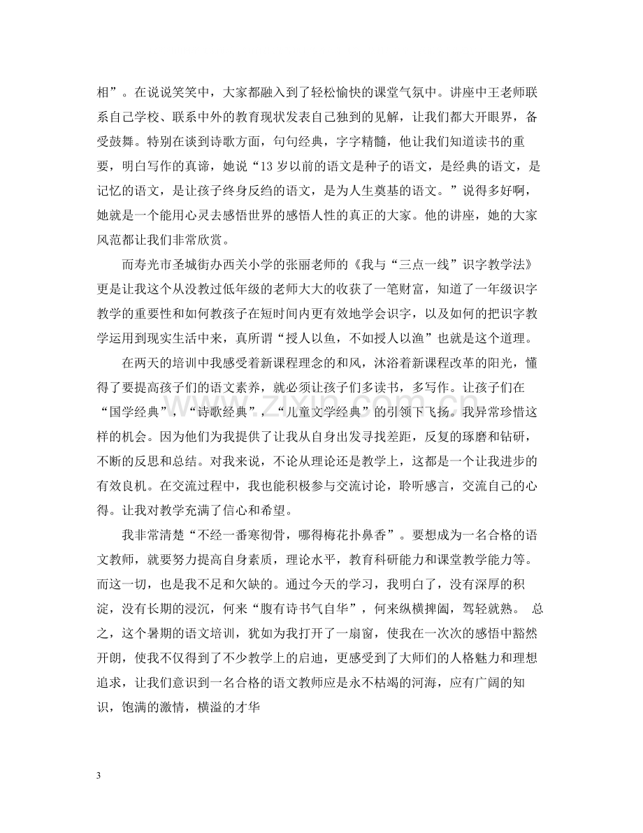 暑假小学语文教师培训总结.docx_第3页