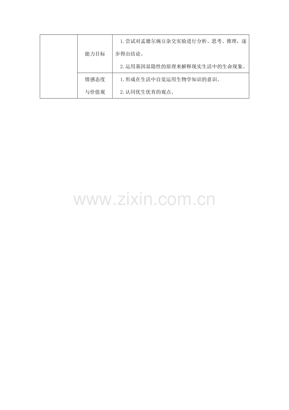 八年级生物下册 7.2.3基因的显性和隐性授课典案 （新版）新人教版-（新版）新人教版初中八年级下册生物教案.doc_第2页