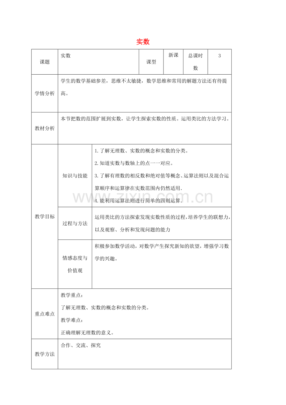 八年级数学上册 11.2 实数教案 （新版）华东师大版-（新版）华东师大版初中八年级上册数学教案.doc_第1页