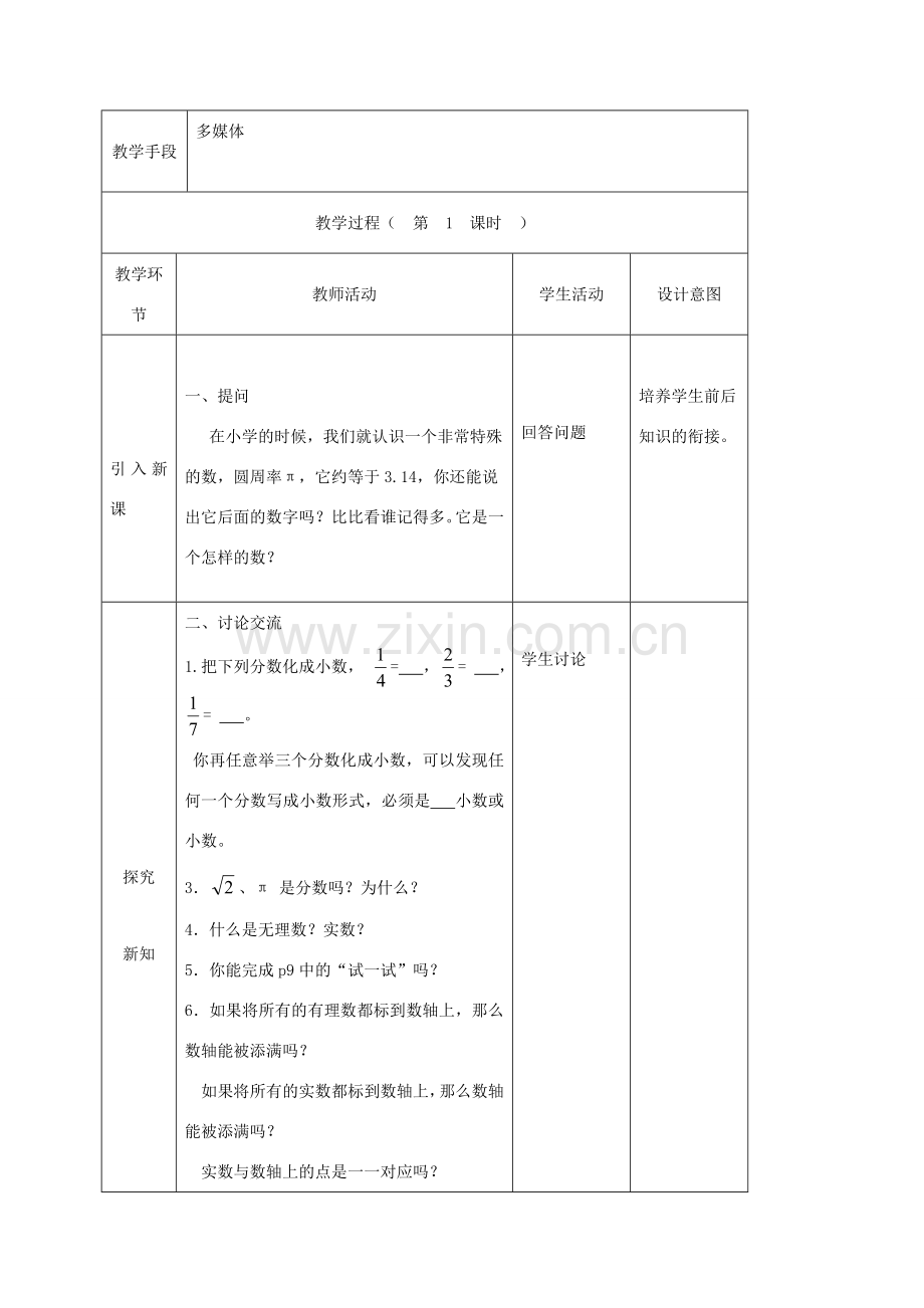 八年级数学上册 11.2 实数教案 （新版）华东师大版-（新版）华东师大版初中八年级上册数学教案.doc_第2页