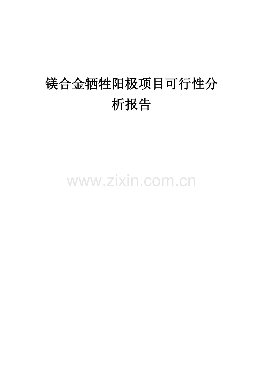 镁合金牺牲阳极项目可行性分析报告.docx_第1页