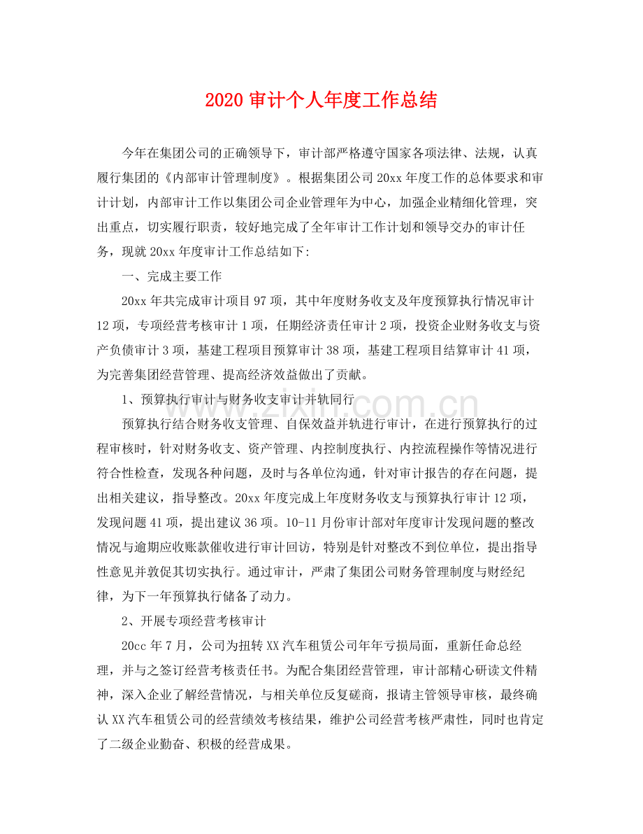 审计个人年度工作总结 .docx_第1页