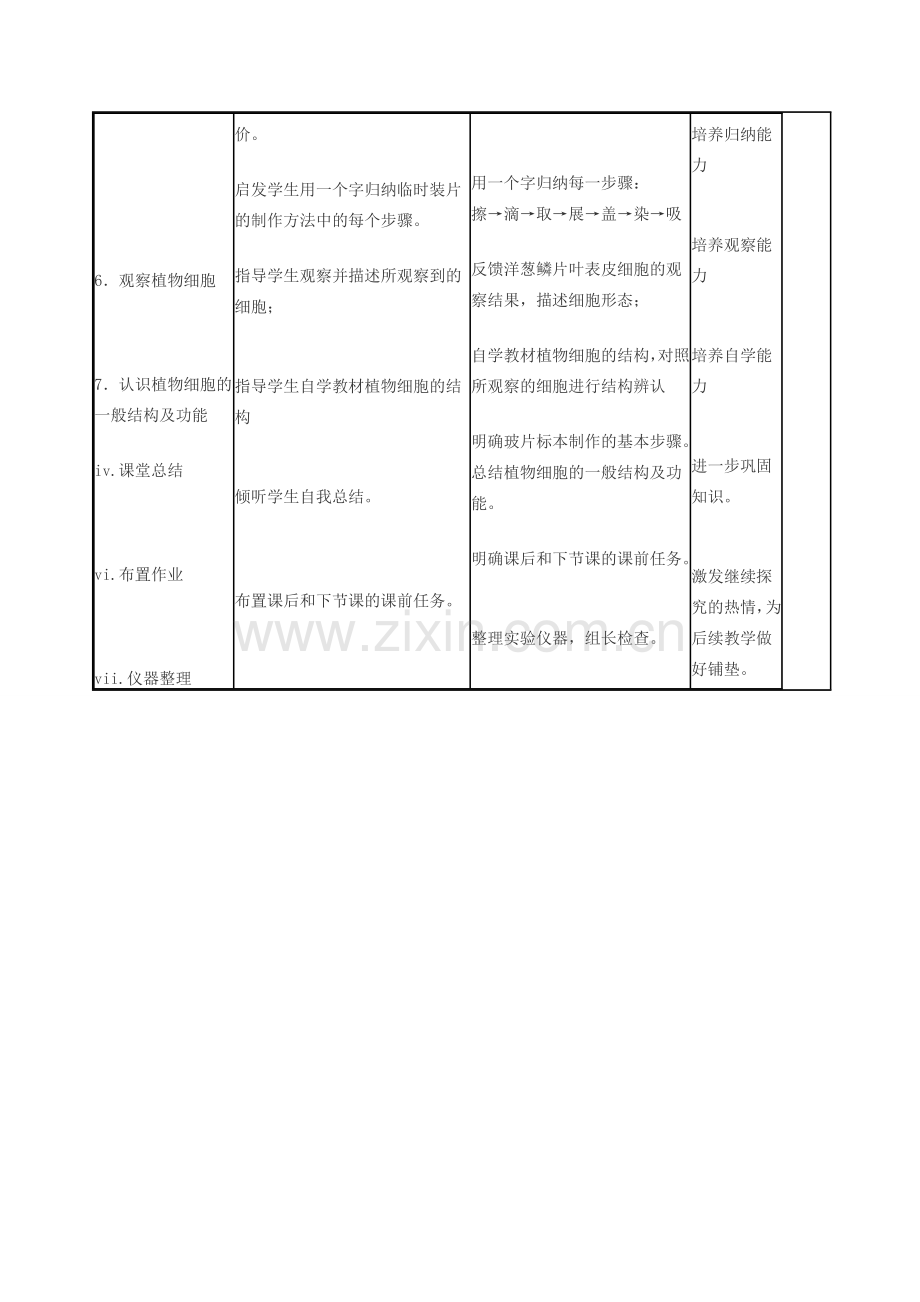 七年级生物上册 第二单元 第一章 第二节 实验观察植物细胞教案 新人教版-新人教版初中七年级上册生物教案.doc_第3页