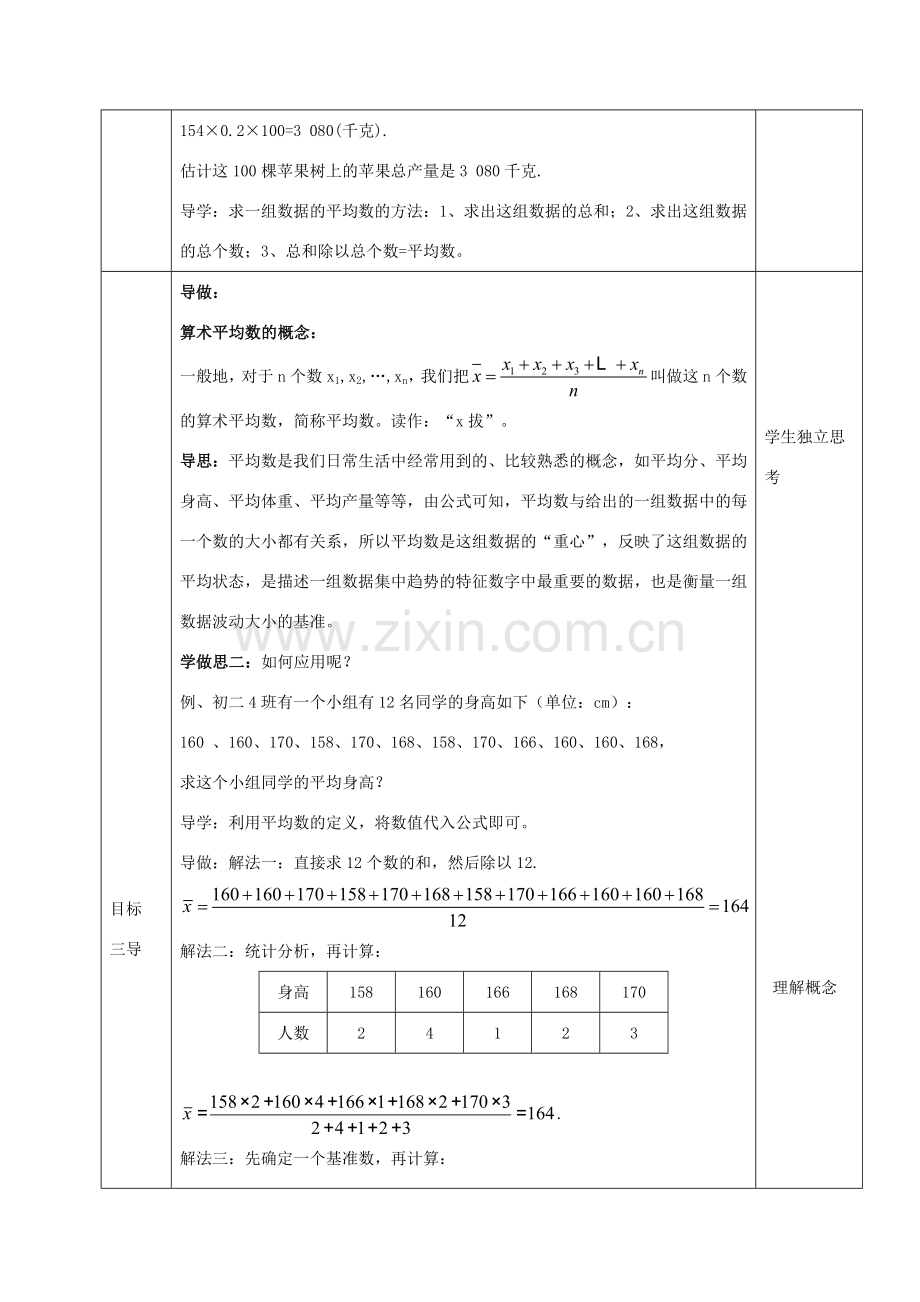 八年级数学下册 第20章 数据的整理与初步处理 20.1 平均数教案 （新版）华东师大版-（新版）华东师大版初中八年级下册数学教案.doc_第2页