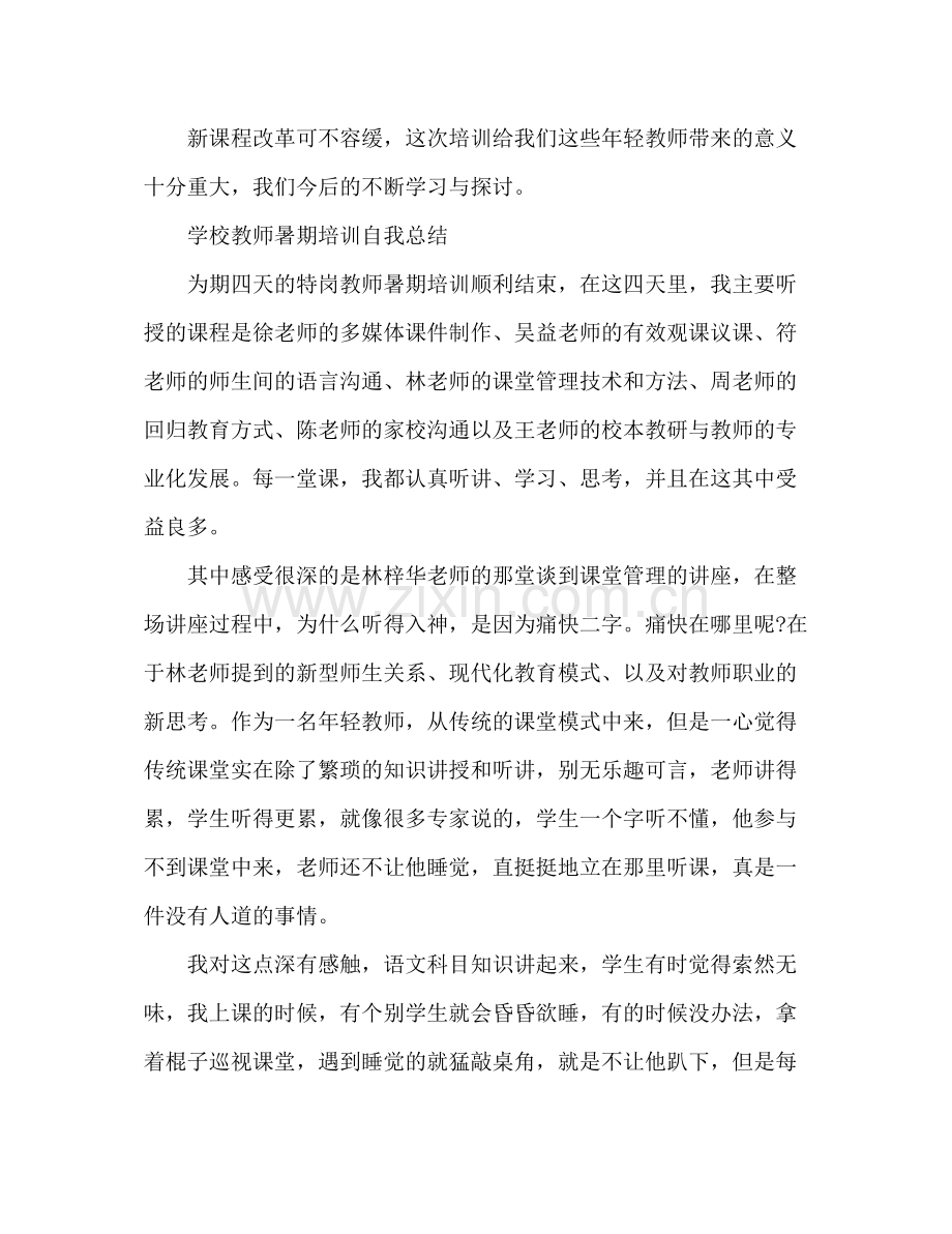 学校教师暑期培训自我总结 .docx_第3页