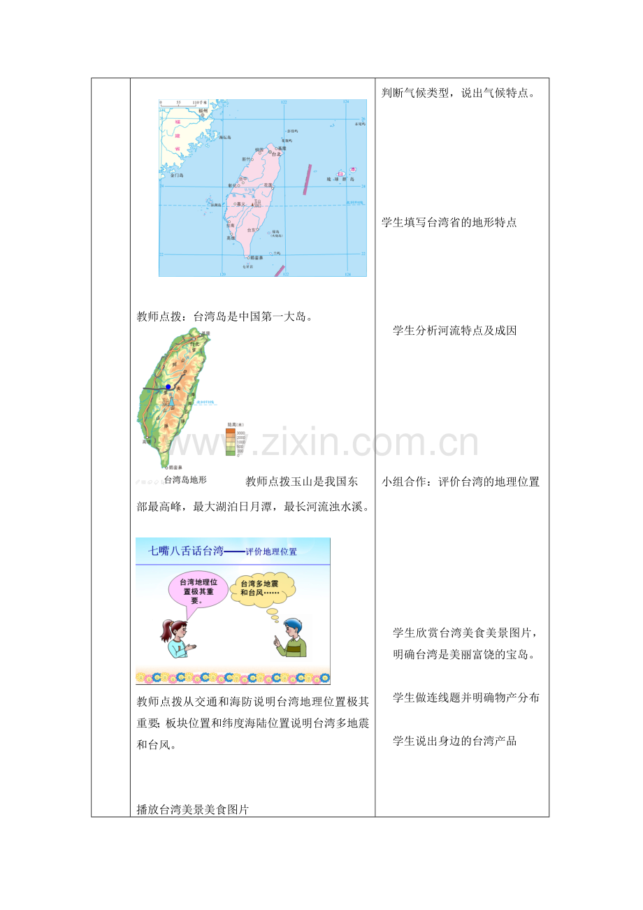 八年级地理下册 7.4 台湾省教案（1）（新版）商务星球版-（新版）商务星球版初中八年级下册地理教案.doc_第3页