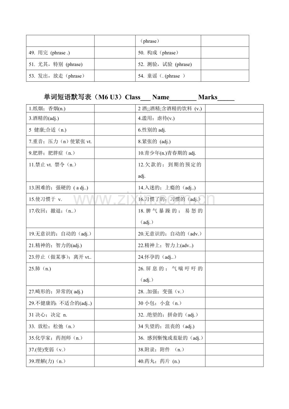 单词短语默写表-选修6-(表格版、免费).doc_第3页