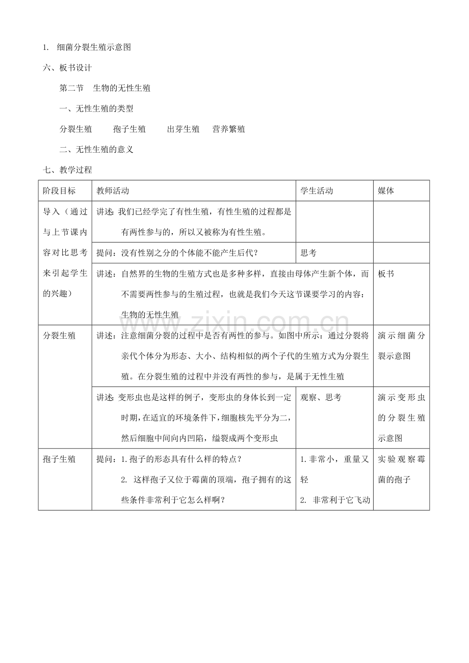 八年级生物上册 第十章 第二节 生物的无性生殖教案 北京课改版.doc_第2页