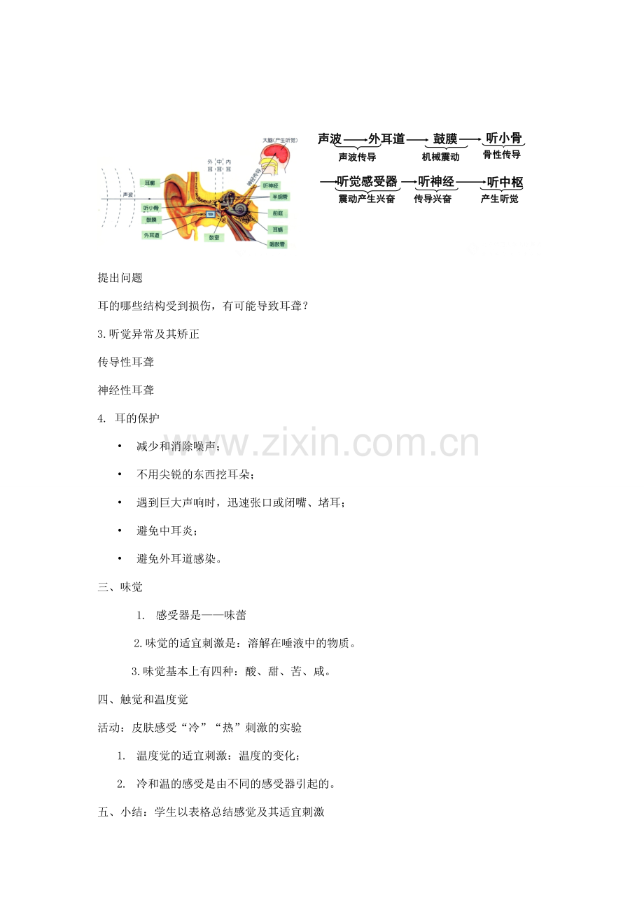 七年级生物下册 12.2 感受器和感觉器官教学设计2 北师大版-北师大版初中七年级下册生物教案.doc_第3页