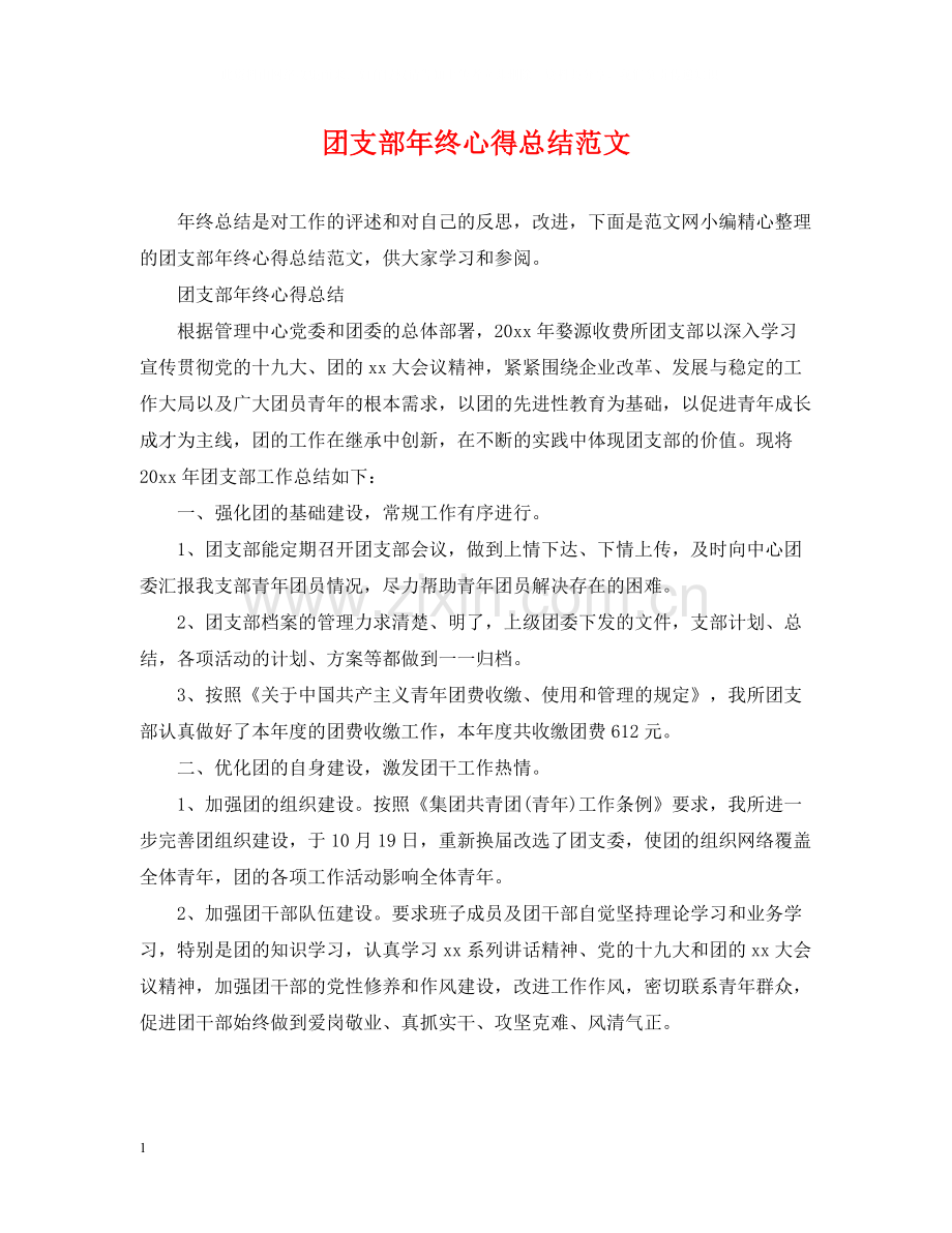 团支部年终心得总结范文.docx_第1页