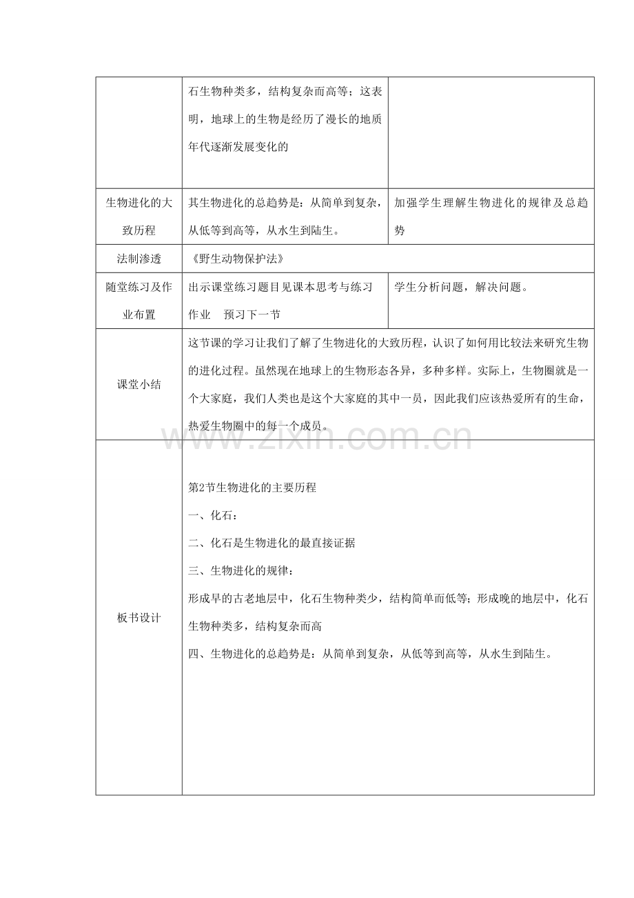 八年级生物下册 8.3.2《生物进化的历程》教案 鲁科版-鲁科版初中八年级下册生物教案.doc_第3页