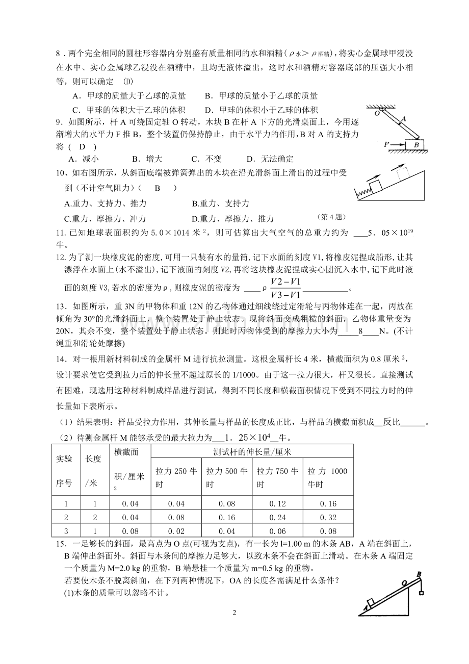 提前招生运动及力练习1有答案.doc_第2页