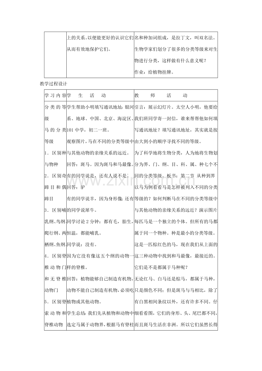 八年级生物下册 第六单元 第一章 根据生物的特征进行分类 第二节 从种到界教案1 新人教版-新人教版初中八年级下册生物教案.doc_第3页