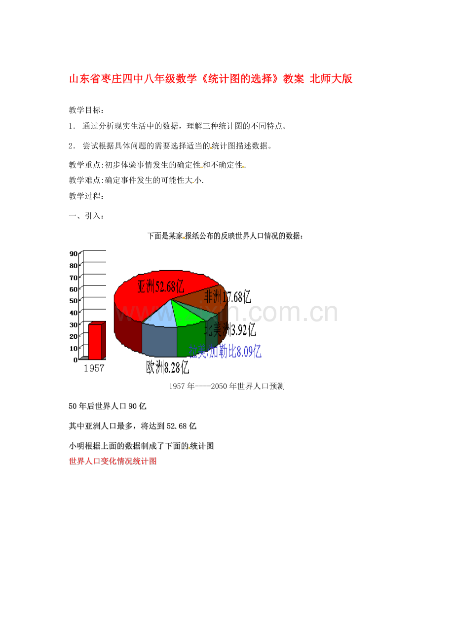 山东省枣庄四中八年级数学《统计图的选择》教案 北师大版.doc_第1页