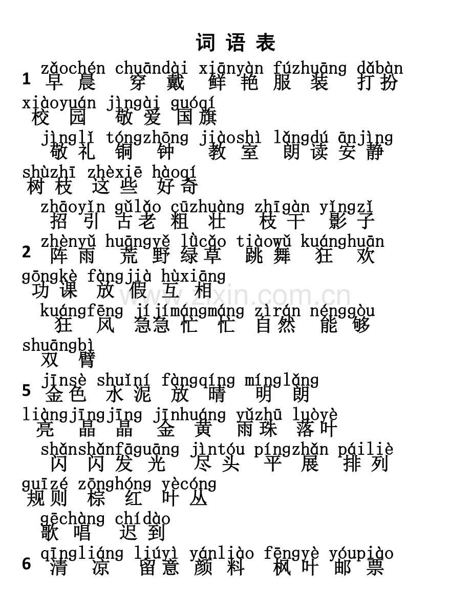 部编版三年级语文上册词语表拼音版.doc_第1页