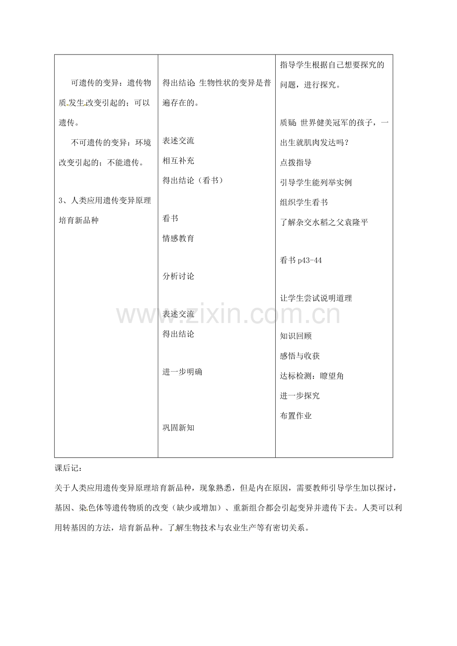 八年级生物下册 7.2.5生物的变异教案1 （新版）新人教版-（新版）新人教版初中八年级下册生物教案.doc_第2页