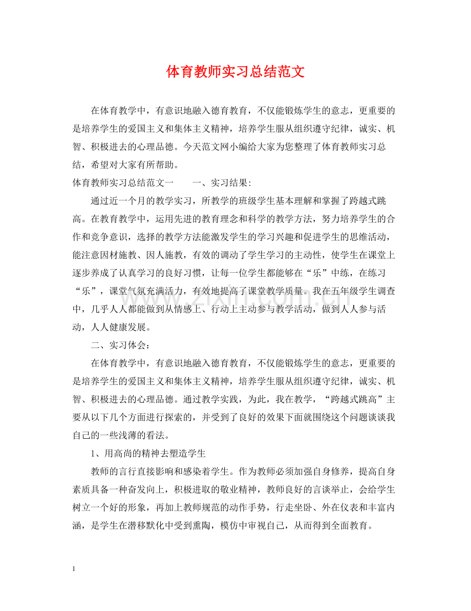 体育教师实习总结范文.docx_第1页