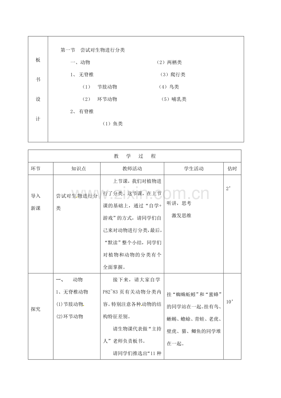 山东省临沭县第三初级中学八年级生物上册《尝试对生物进行分类》教案二 人教新课标版.doc_第2页