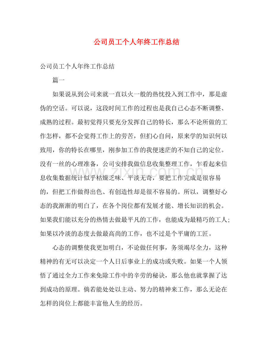 公司员工个人年终工作总结 .docx_第1页