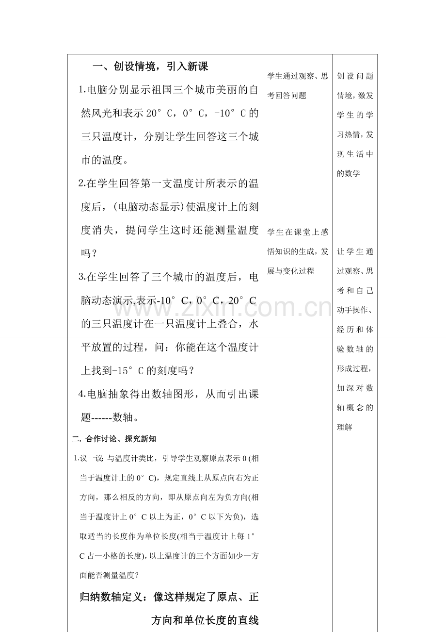 苏科版数学七年级上册2.2数轴（一）教案.doc_第2页