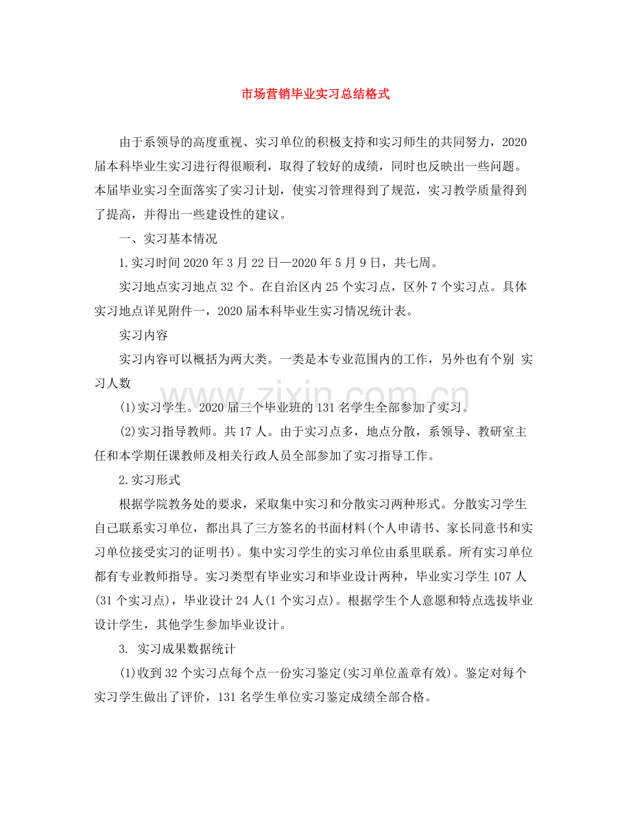 市场营销毕业实习总结格式.docx_第1页