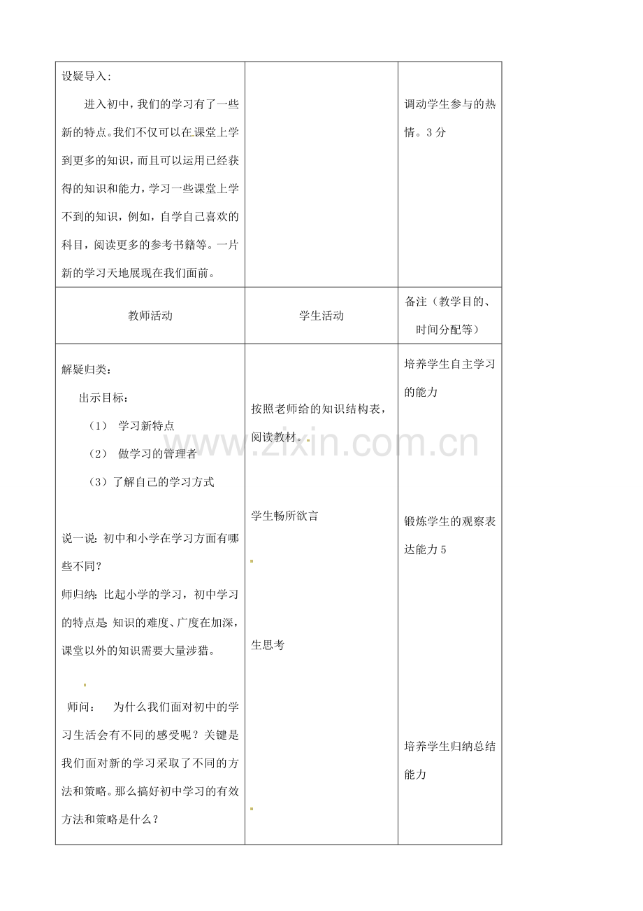 吉林省四平市第十七中学七年级政治上册 2.1 学习新天地教案 新人教版.doc_第2页