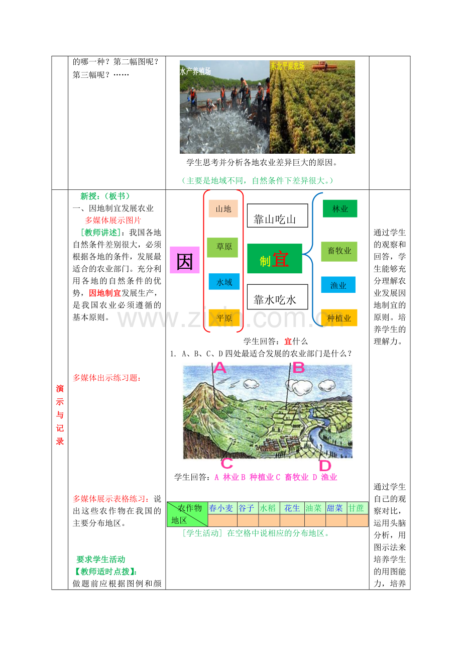 八年级地理上册 第四单元 第2课 农业的发展教案1 商务星球版.doc_第2页