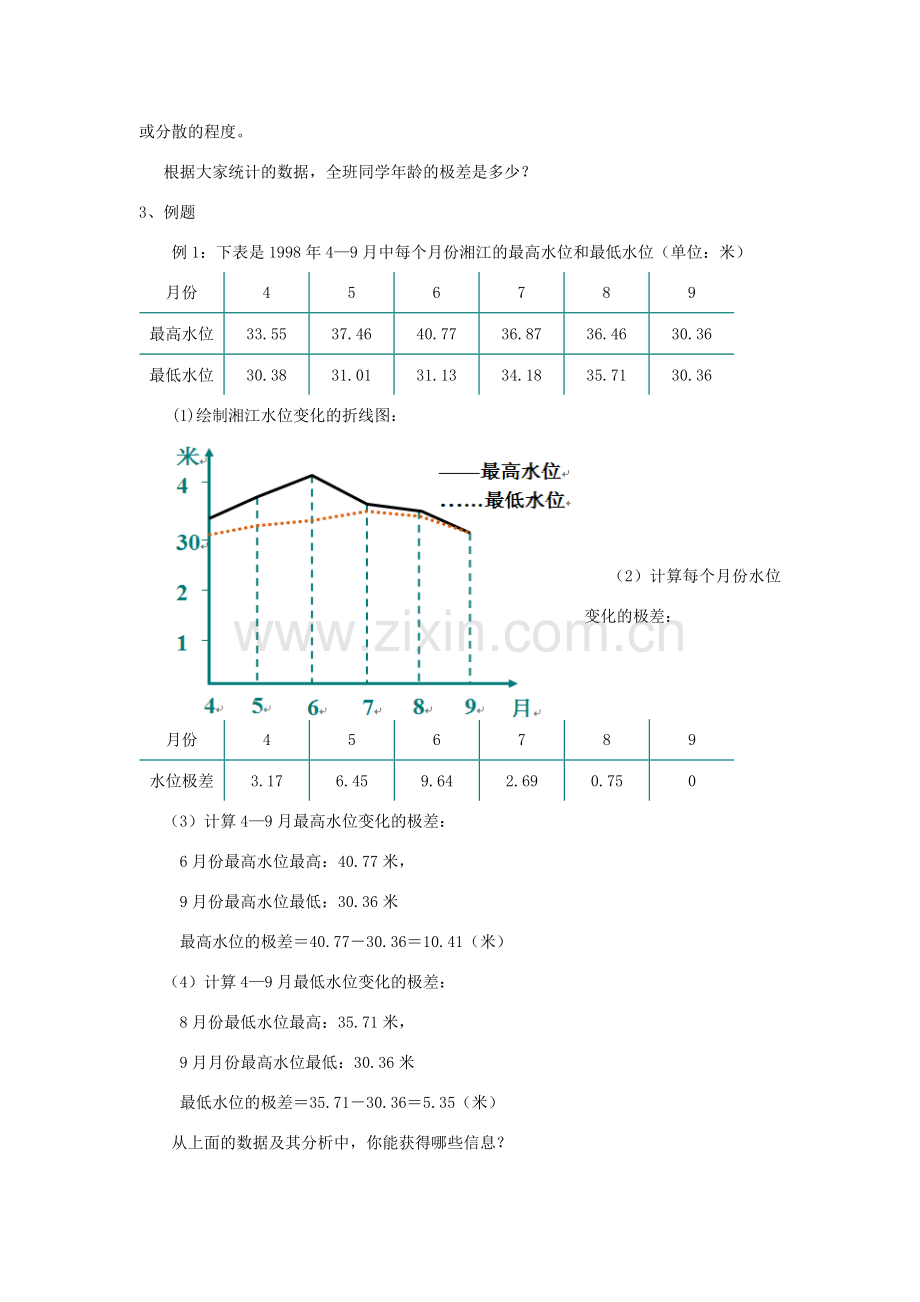 七年级数学下册第六章 6.2.1极差教案湘教版.doc_第2页