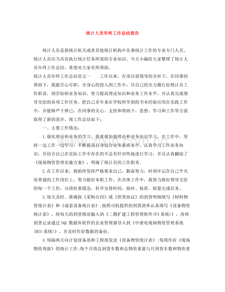 统计人员年终工作总结报告.docx_第1页