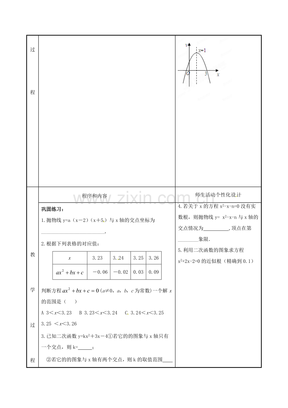 九年级数学下册《6.3 二次函数与一元二次方程》教案2 苏科版-苏科版初中九年级下册数学教案.doc_第3页