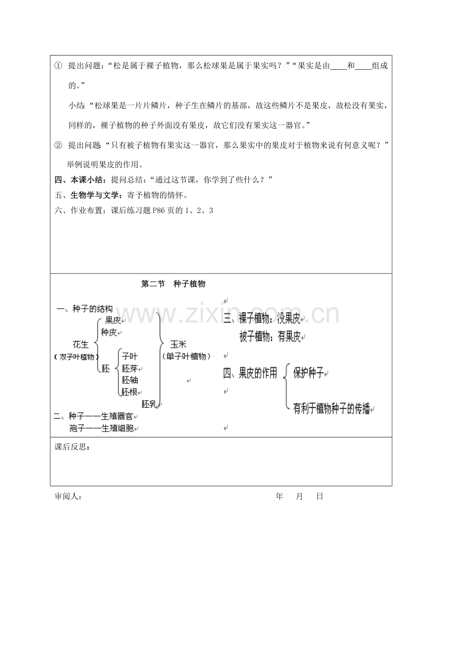 七年级生物上册 第三单元 第一章 第二节 种子植物教案 新人教版-新人教版初中七年级上册生物教案.doc_第3页