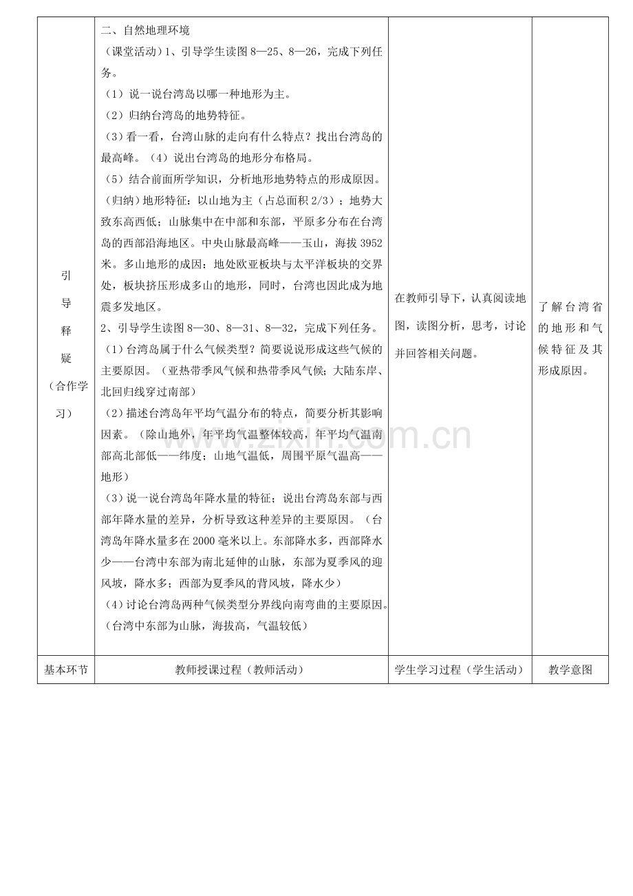 八年级地理下册 8.2 台湾省的地理环境与经济发展（第1课时）教案 （新版）湘教版-（新版）湘教版初中八年级下册地理教案.doc_第2页