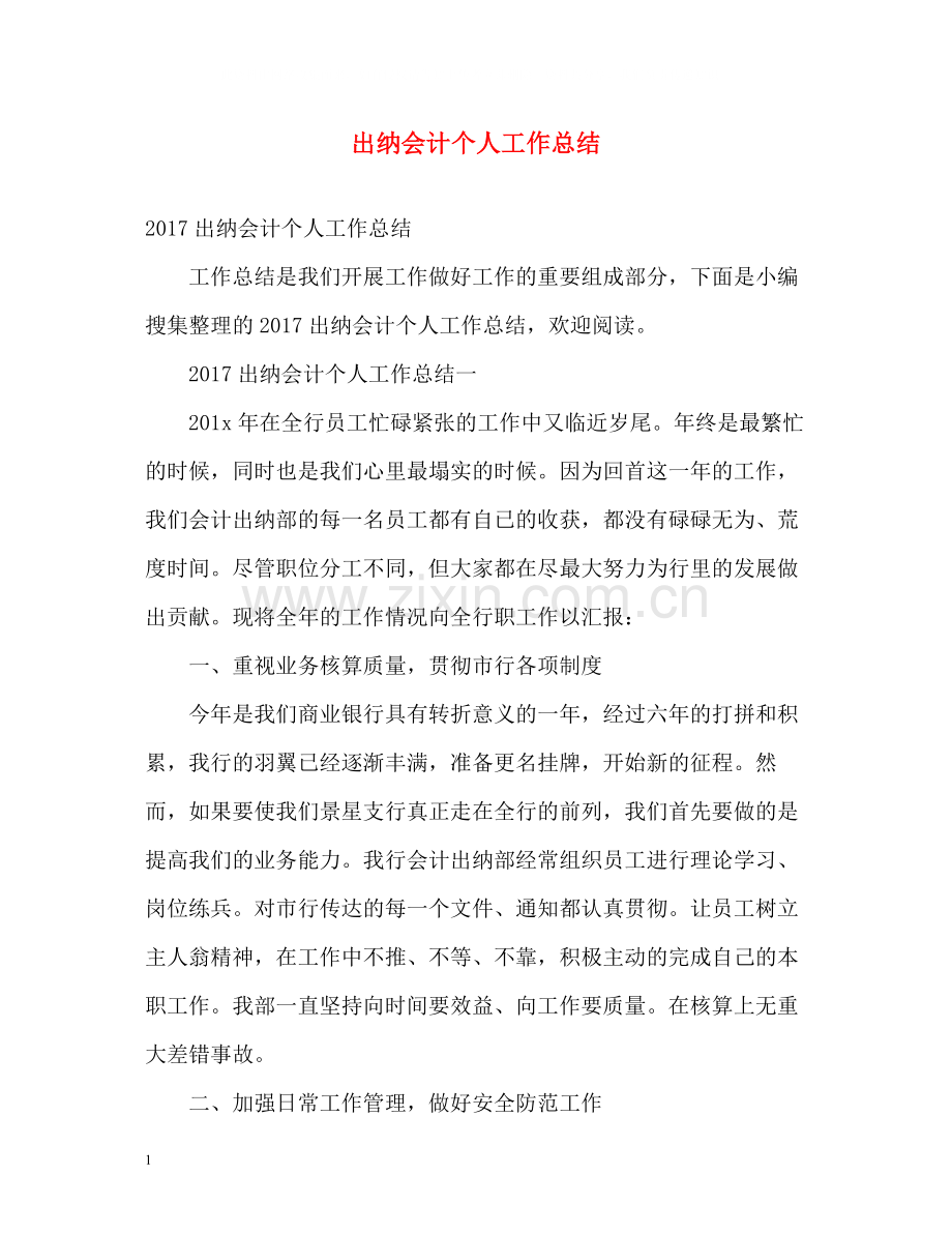 出纳会计个人工作总结2).docx_第1页