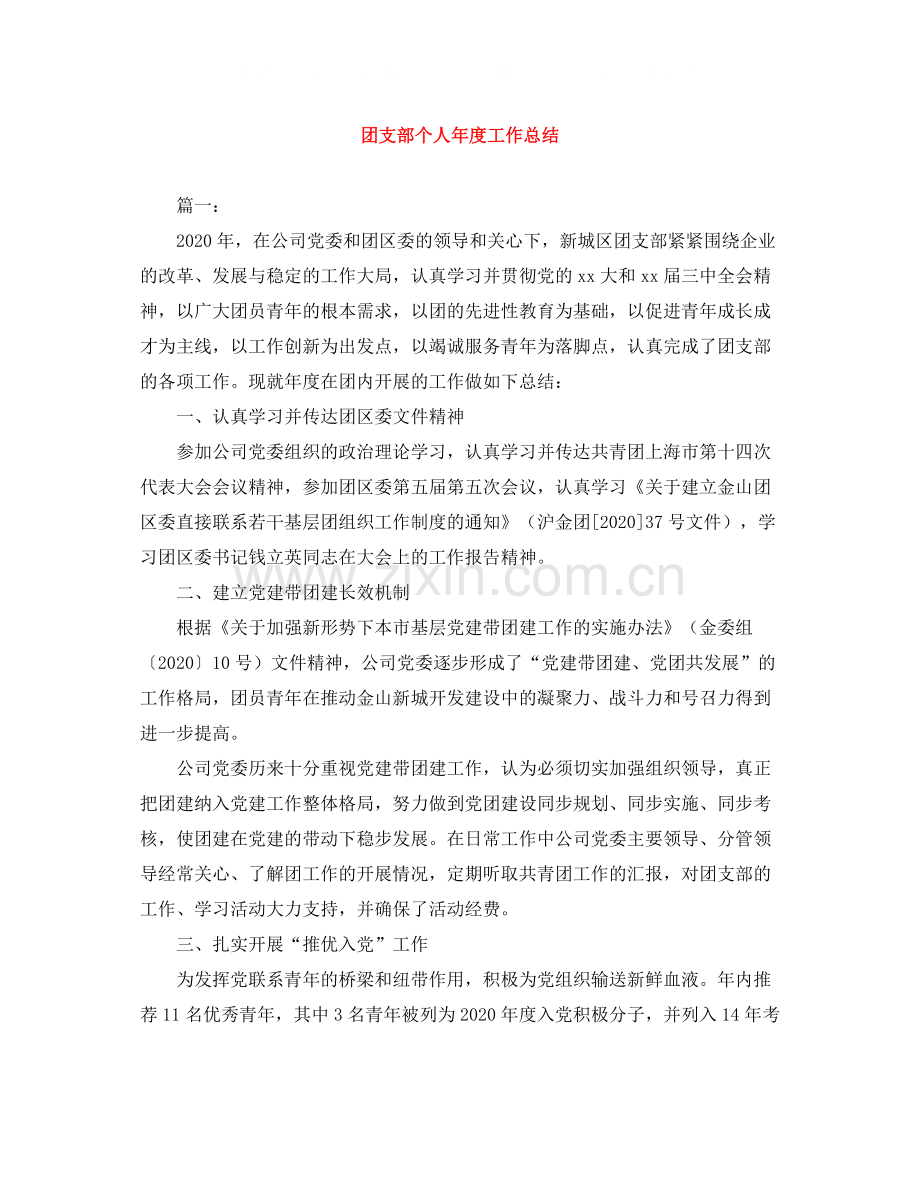 团支部个人年度工作总结.docx_第1页