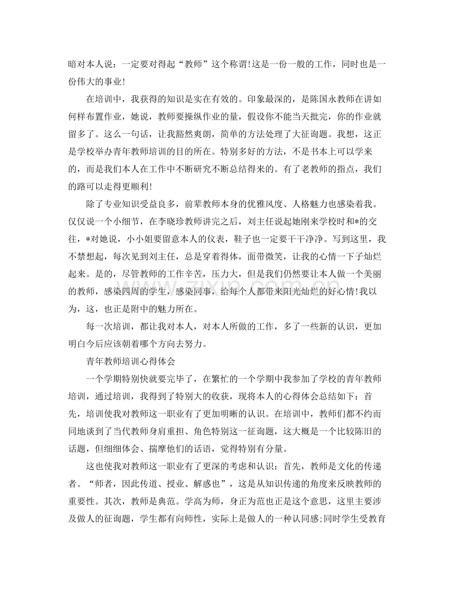 青年教师培训心得体会参考总结报告范文5篇.docx_第2页