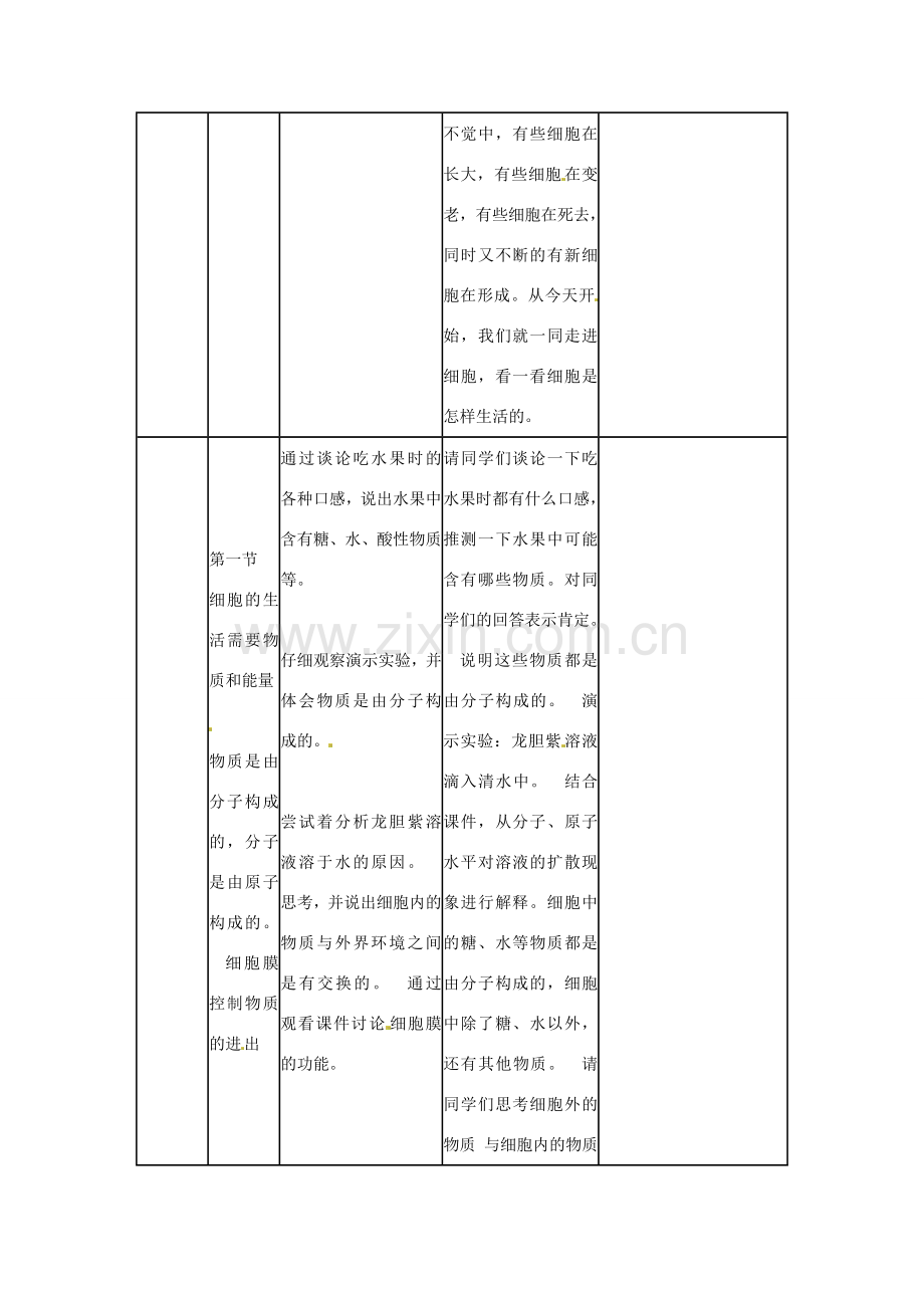 山东省临沭县第三初级中学七年级生物上册 细胞的生活教案 新人教版.doc_第2页