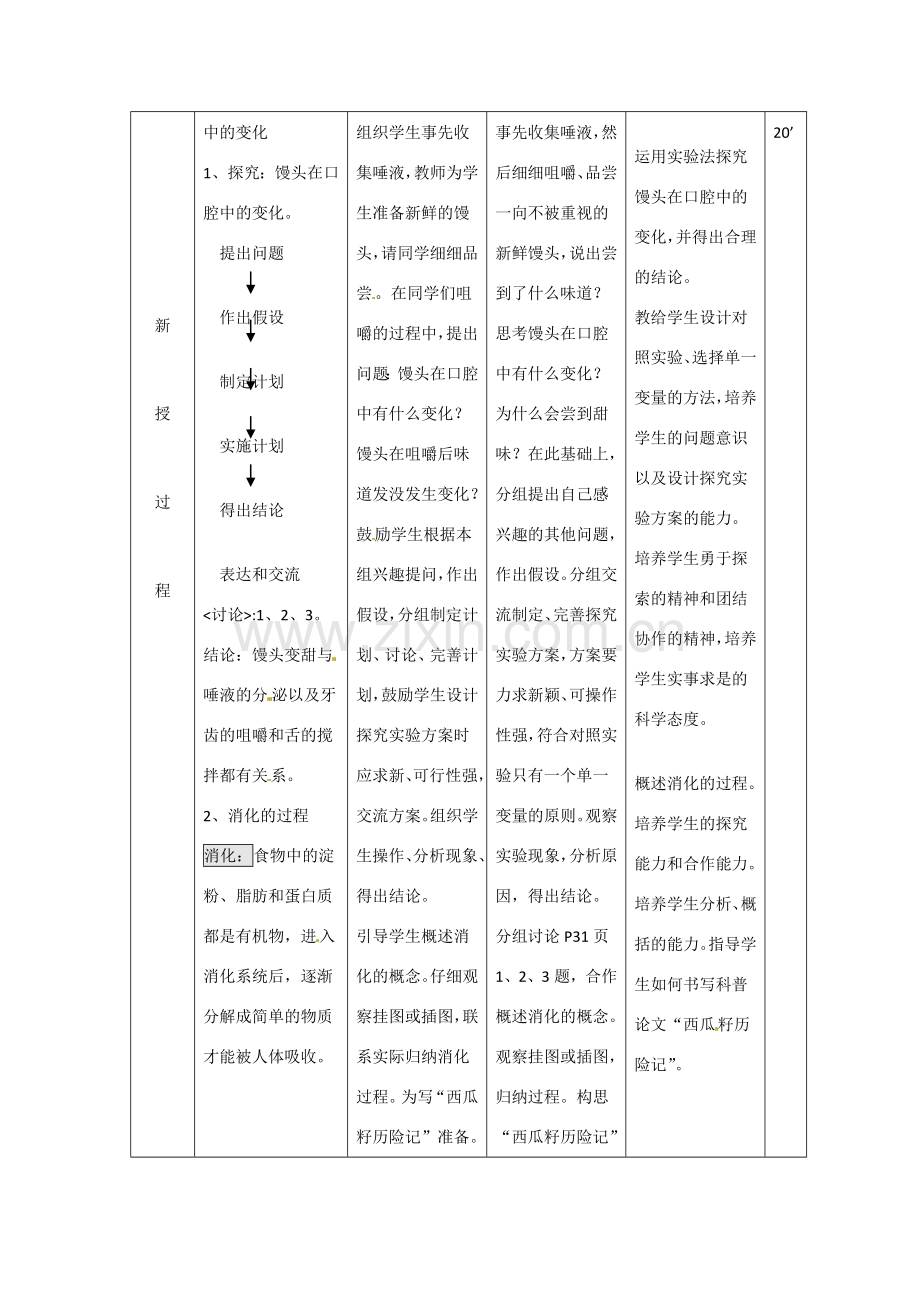 辽宁省大连市第四十二中学七年级生物下册 第二章 第二节 消化和吸收（一）教案 新人教版.doc_第3页